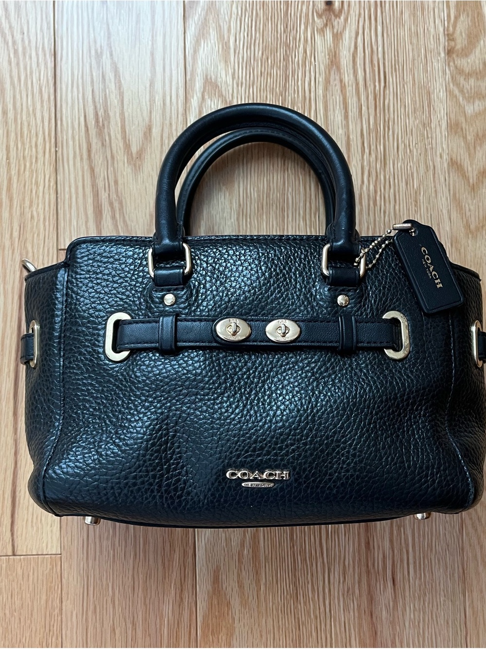 Coach Black Pebbled Leather Satchel with Gold Hardware